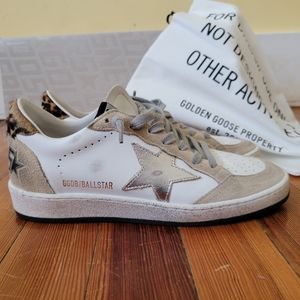 EUC Golden Goose Ballstars-Leopard Heel, Silver ☆